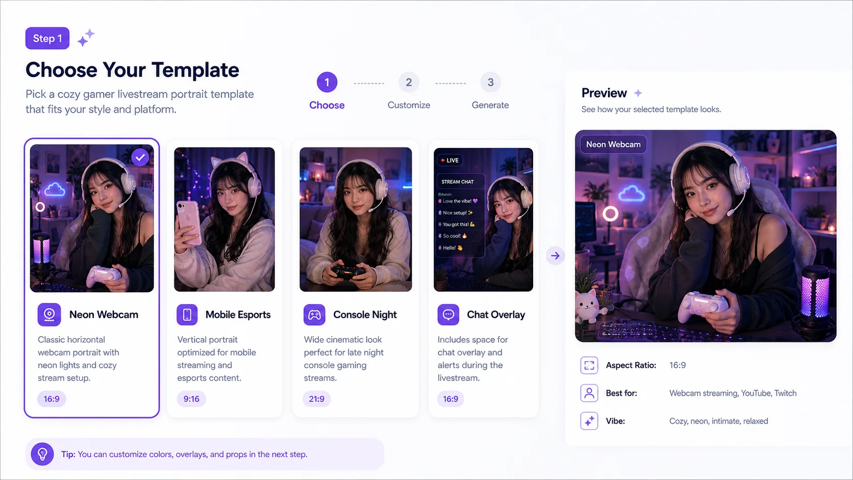 ゲーム配信ポートレート template selection