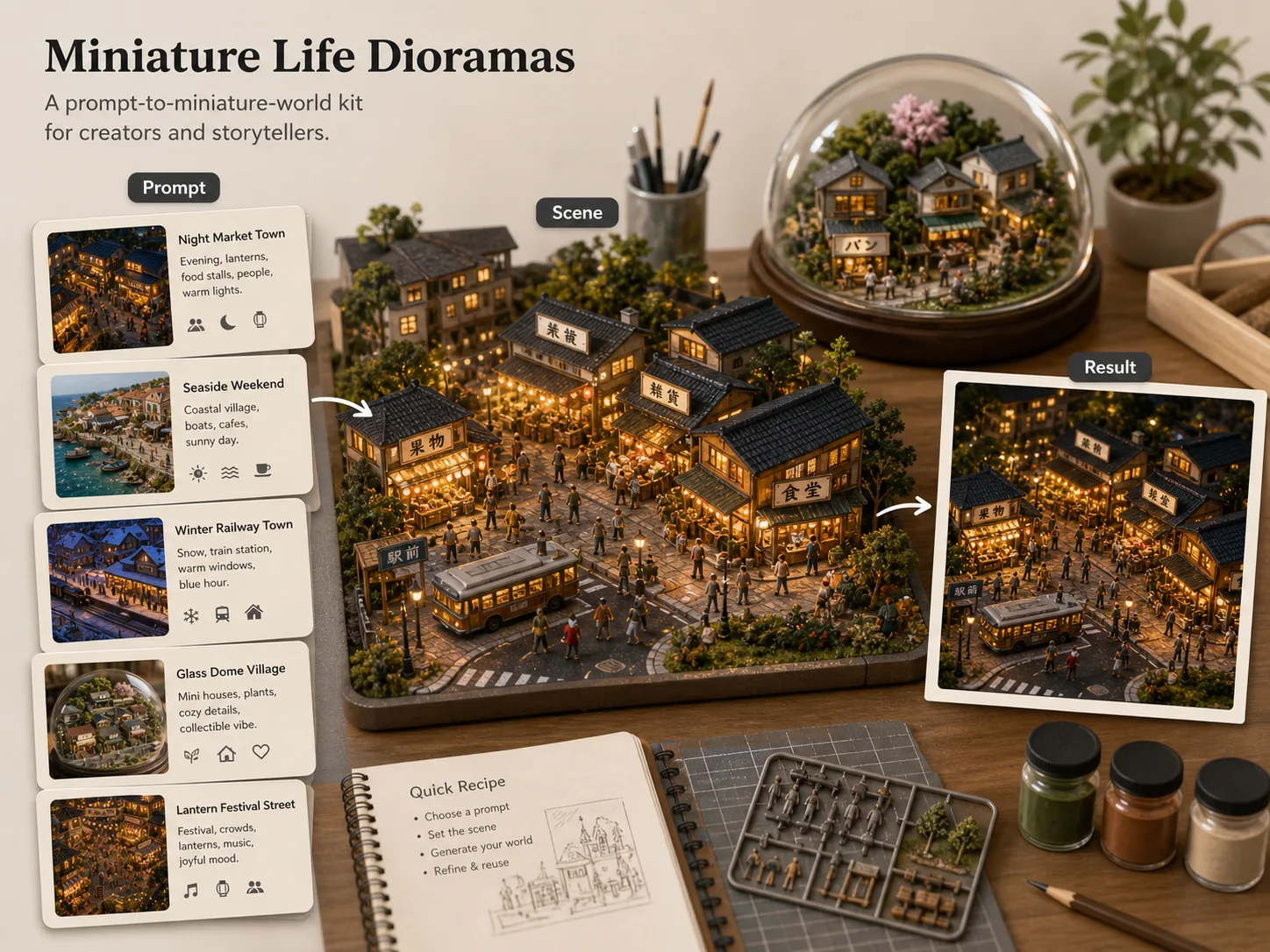GPT Image 2 miniature diorama prompt kit overview