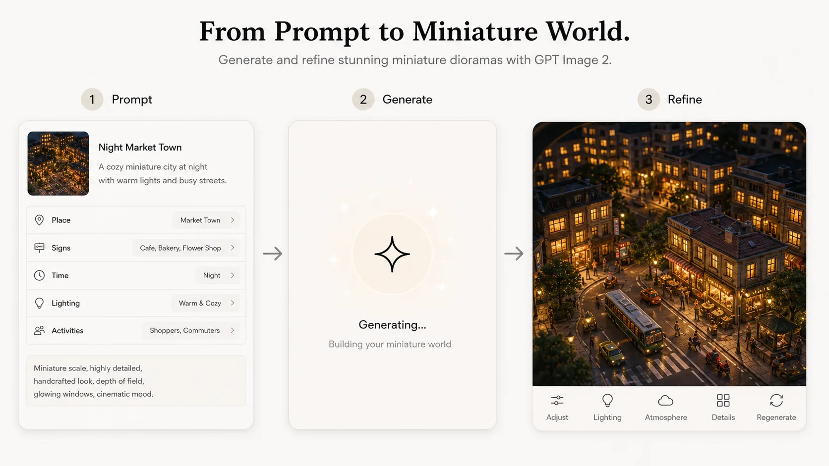 Generating and refining a miniature diorama with GPT Image 2