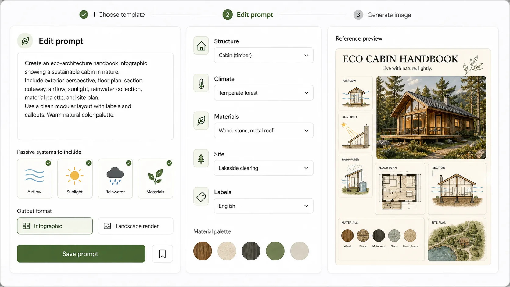 Editing eco architecture prompt variables before generating with GPT Image 2