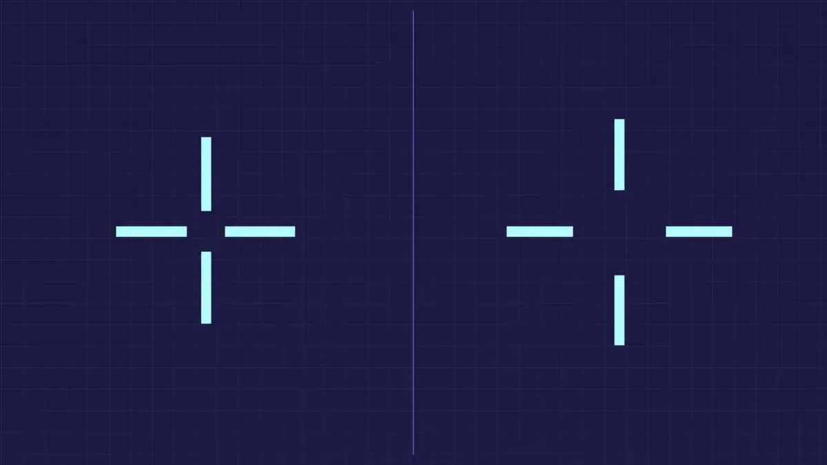 Offset opens the center. A small center gap keeps the target visible inside VALORANT crosshairs. A larger gap favors tracking, while a tighter gap gives a more exact center reference.