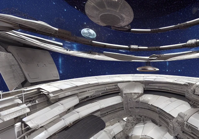 Futuristic circular space station interior