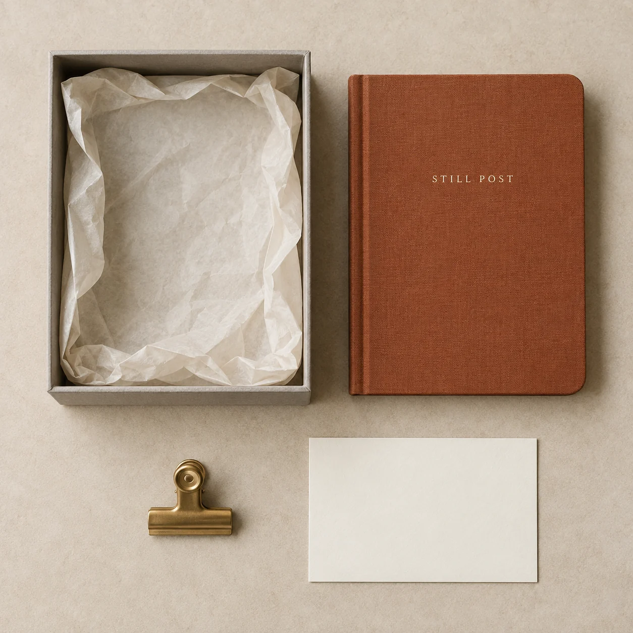 Gift box unboxing flat lay — original generated example — creative reference