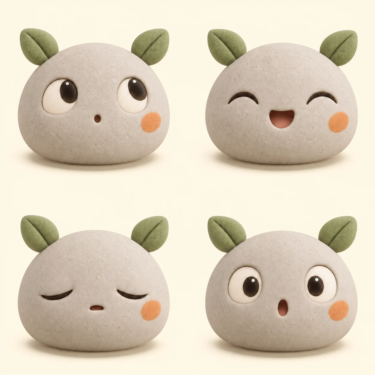 Four-expression mascot sheet — original generated example — creative reference