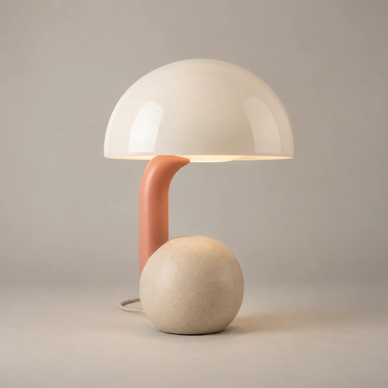 Creative reference for detail checks: coral-stem lamp with ivory shade, ceramic base and visible cord