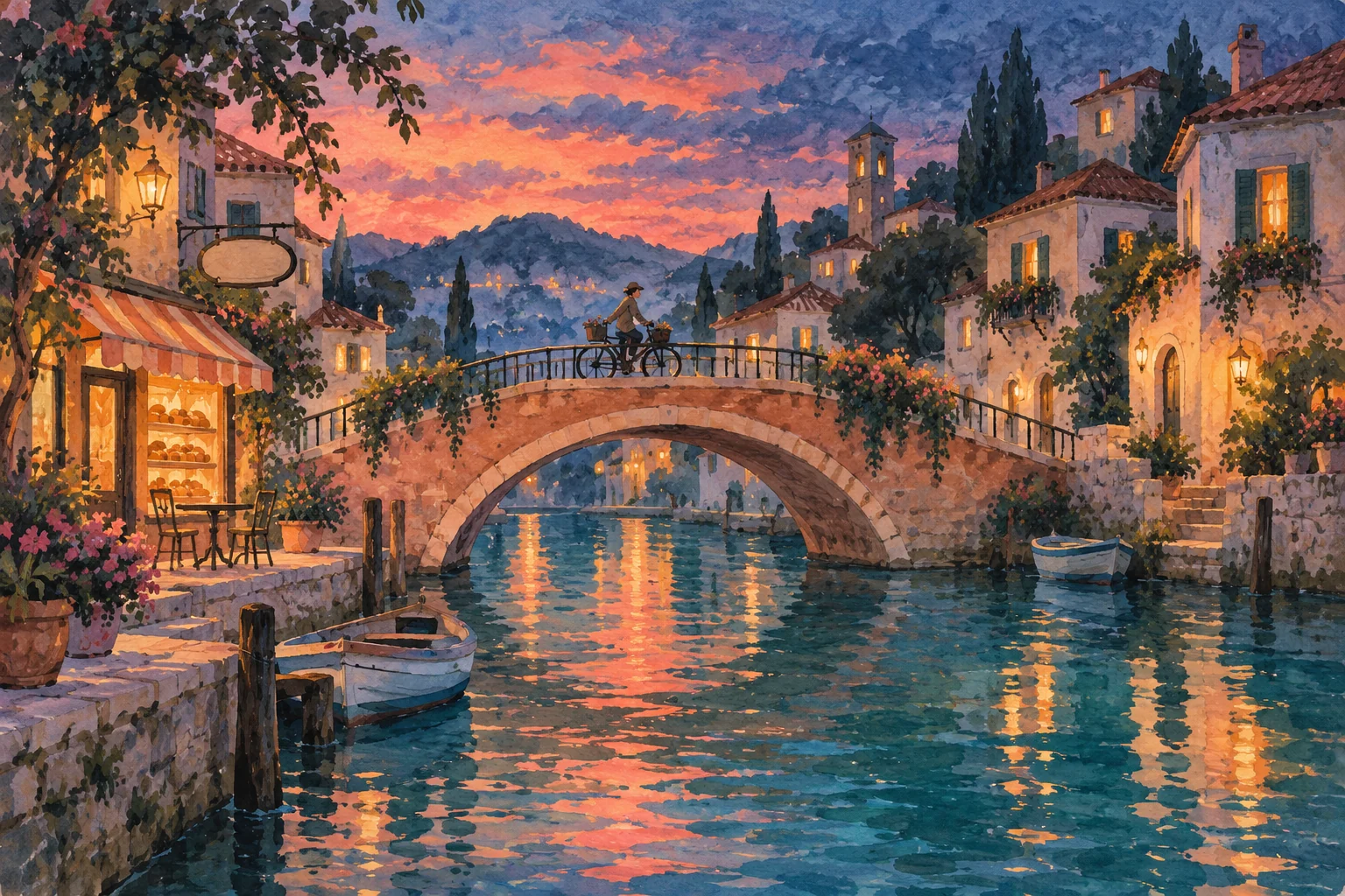Creative example: Canal-town watercolor
